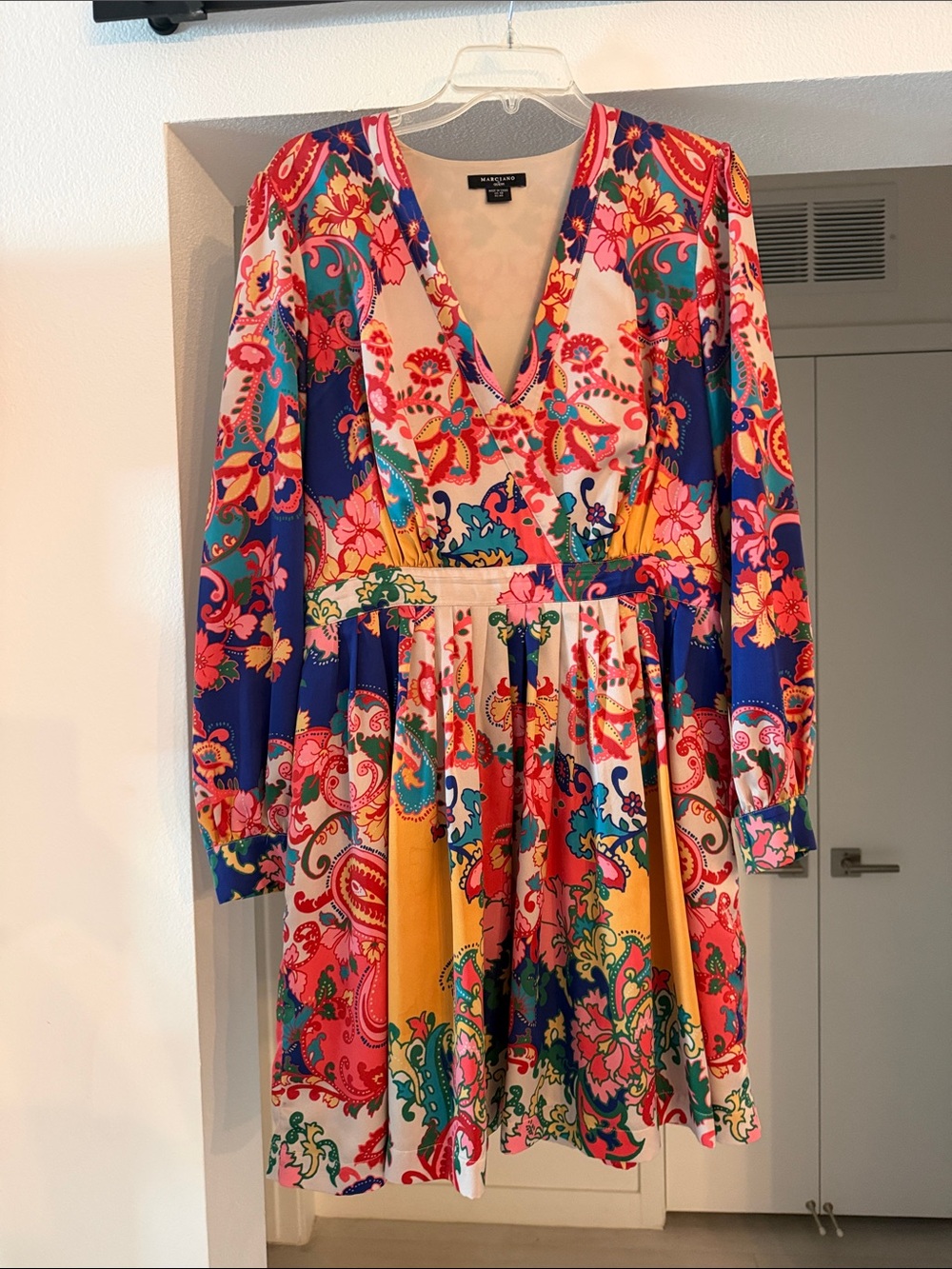 Marciano Bright Multicolor Paisley V-Neck Dress Size 46